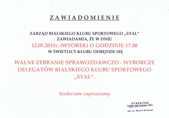 UWAGA! ZAWIADOMIENIE BKS STAL